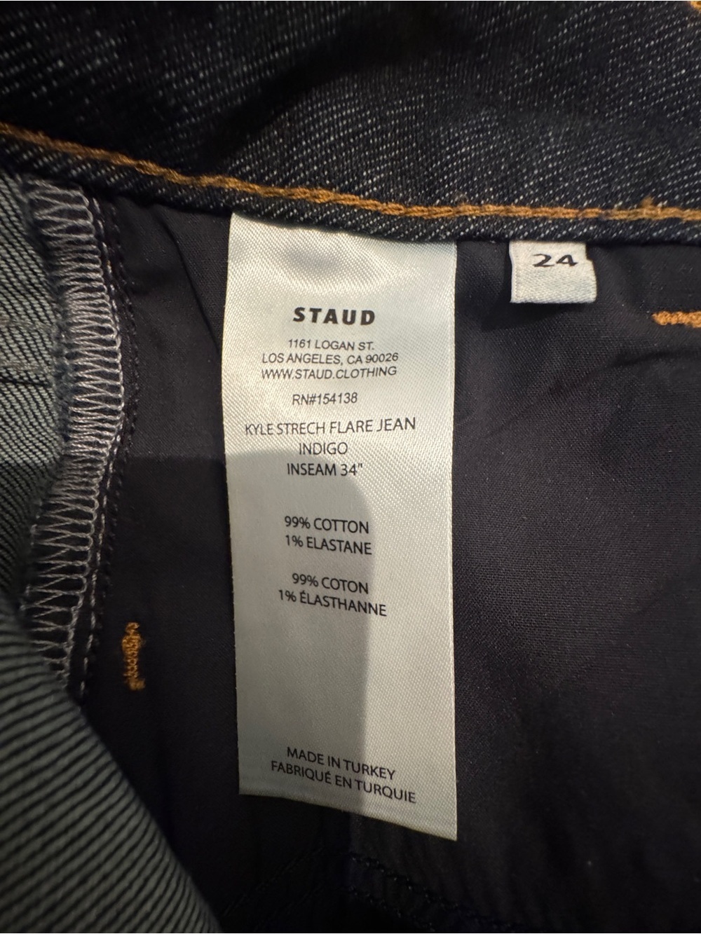 Staud Kylie Stretch Flare Pants Indigo 24 - Picture 8 of 10